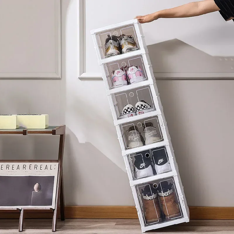 Thickened shoebox storage  transparent folding, plastic ball rack shoe cabinet free installation scarpiera home furniture