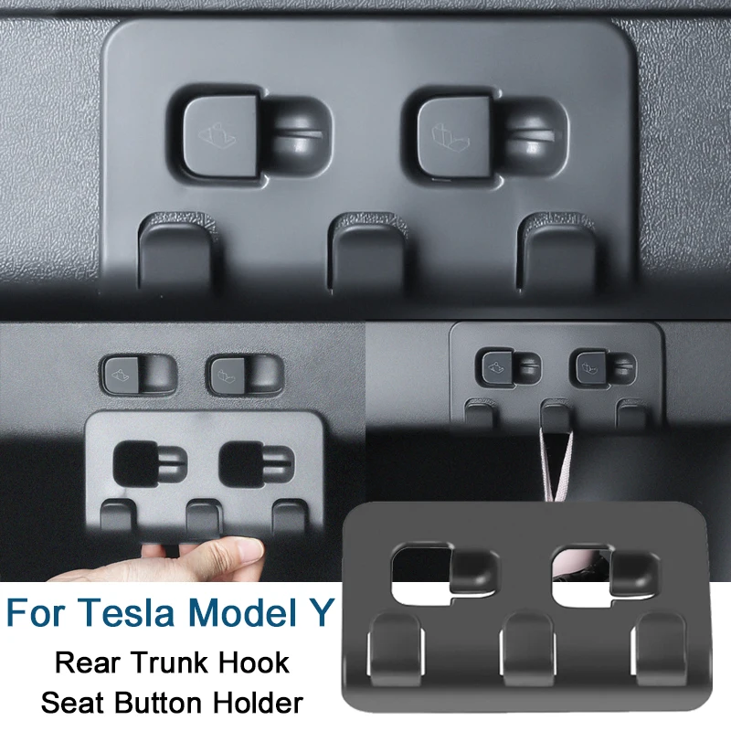 For Tesla Model Y Rear Trunk Hook Seat Button Car Cargo Grocery Shopping Bag Holder Umbrella Hanger Storage Car Interior Holder