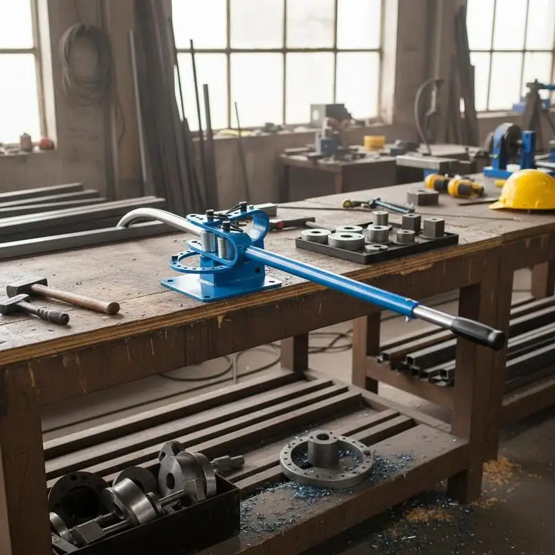 

Manual Tube Pipe Bender 250lbs Capacity For Construction Site Auto Repair Workshops, 7 Bending Dies Solid Round Square Bar Metal Rod Shaping Tool Heavy Duty Casting Steel Base 1-3 Inch Bracket 14-Gauge Capacity