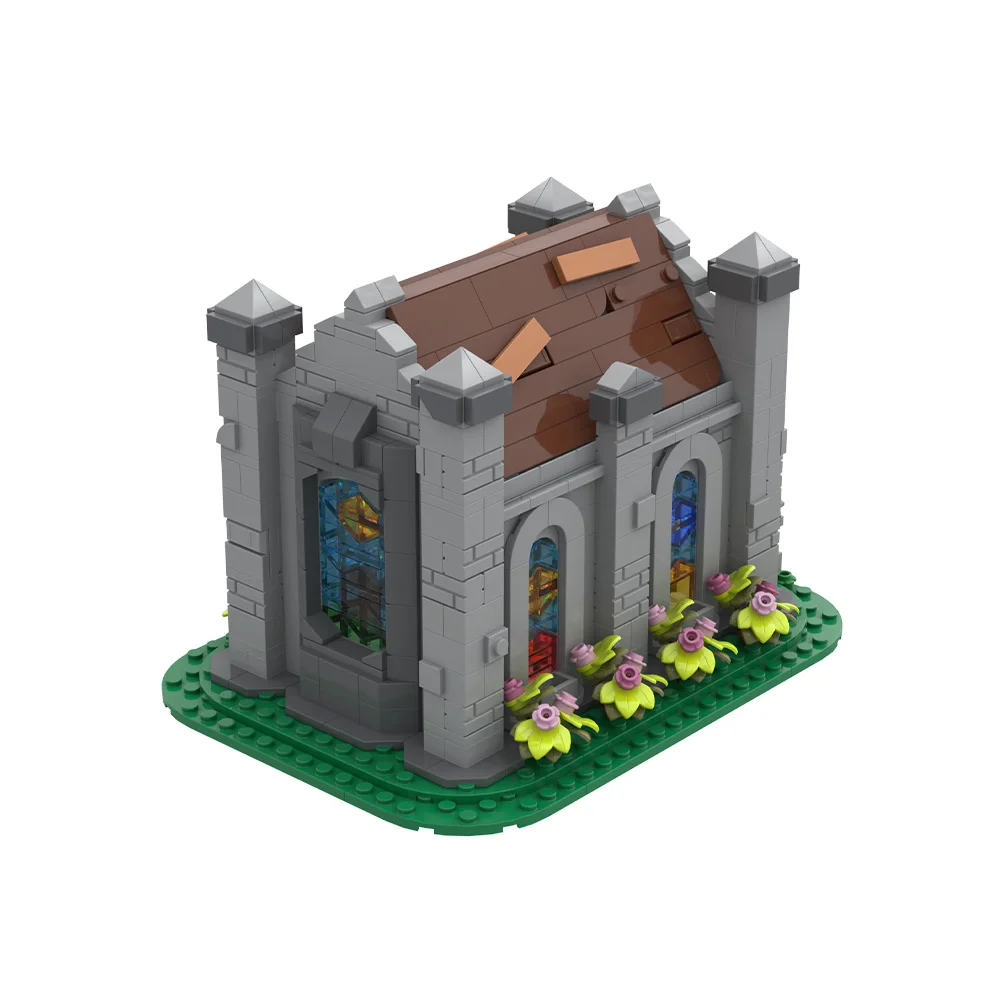 MOC Small Medieval Chapel Building Blocks Knights' Church Creative Architecture Bricks Toy Adult Gift