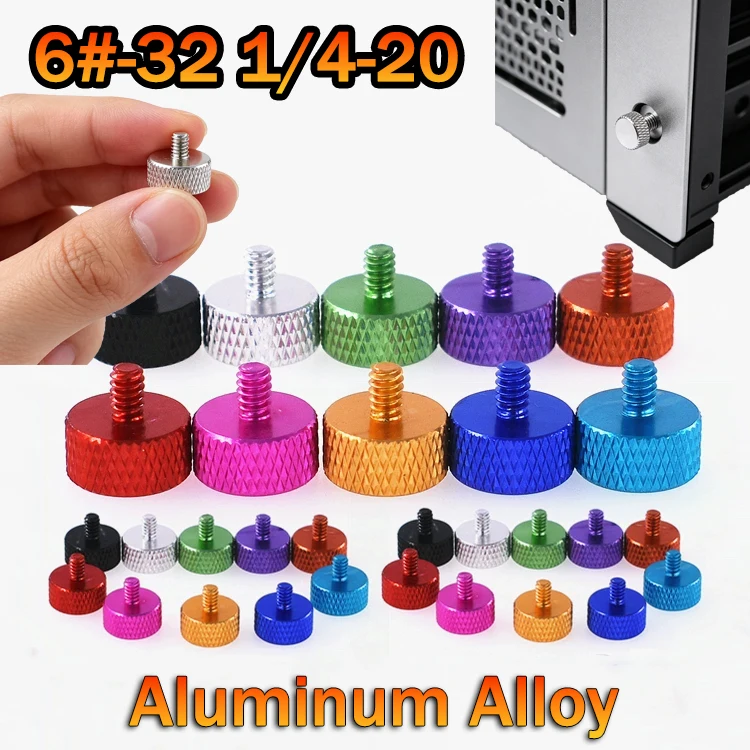 5pcs 6#-32 1/4-20 UNC/UNF Aluminum Alloy Knurled Thumb Screws Computer Cabinet Adjustment Screws Without Tools Hand Screws