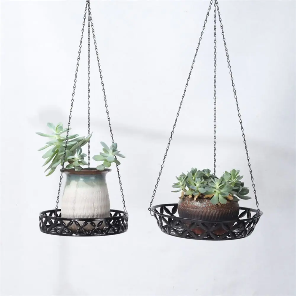 Gift Metal Horticultural Flower Pot Flower Pot Hollow Plant Hanging Twisted Chain Flower Basket Chain Home Garden