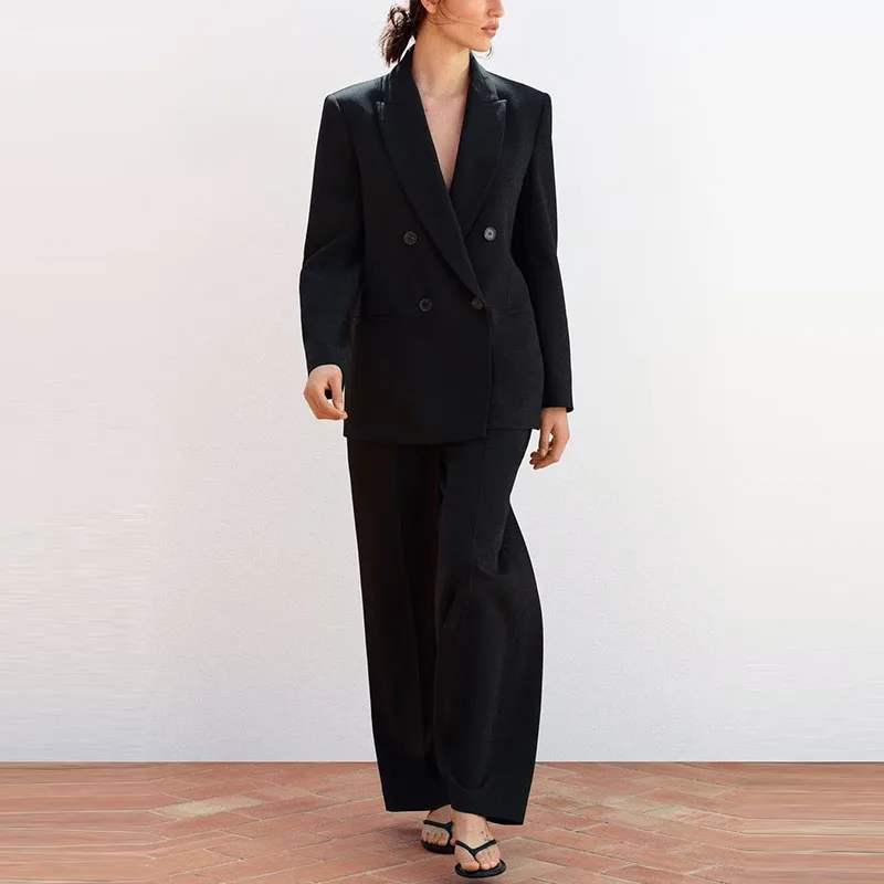 

Весна 2024, женский костюм-джат со плиссированными широкими брюками, модный ансамбль, брендовая женская одежда премиум-класса Z