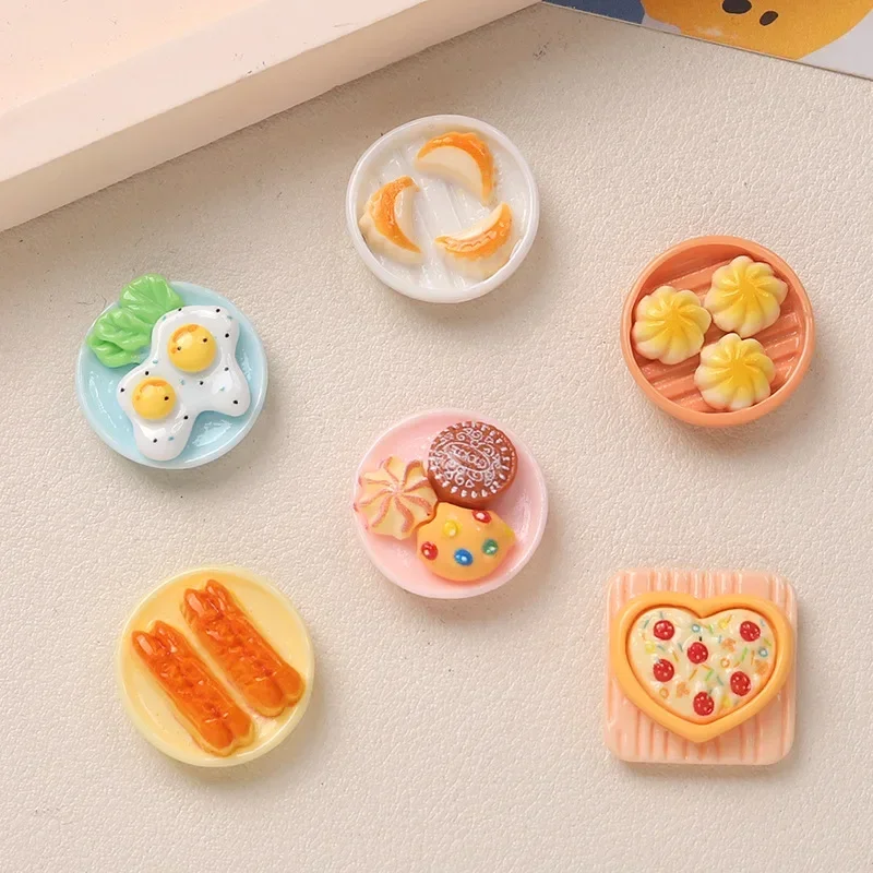 10/100pcs Resin Accessories Miniatures Breakfast Series DIY Dollhouse Handmade Hairpin Phone Case Buckle Materials Home Decor
