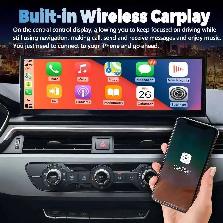 Radio Screen 14.9 Inch For Audi A4 A4L A5 B9 2016-2021 ID8 Android 14 Carplay Car Multimedia Player GPS Navigation Auto HeadUnit