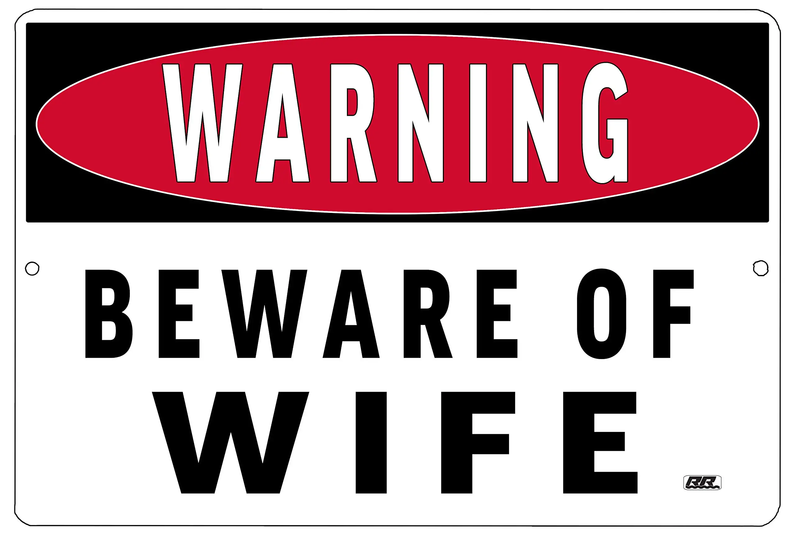 Rogue River Tactical Funny Sarcastic Metal Tin Sign Wall Decor Man Cave Bar Warning Beware of Wife