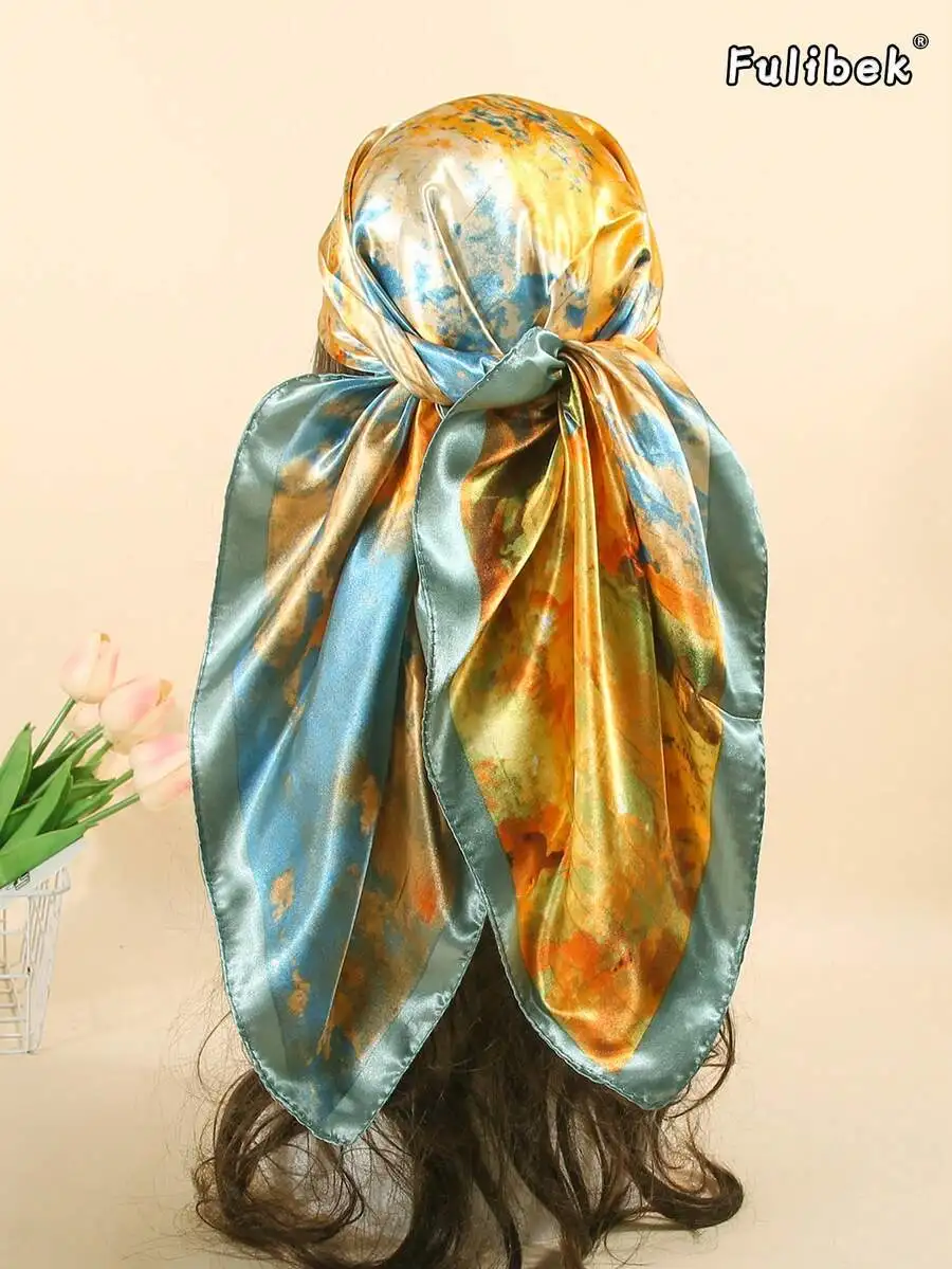 

Ombre Print Silk Scarf For Women Head Wrap Hair Band Beach Holiday Fashion Accessory