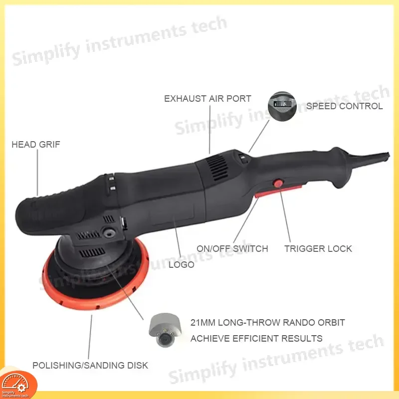 900W 21mm DA Automotive Polisher 6 Inch Dual Action Random Orbital Polisher Variable Speed Car Polishing for