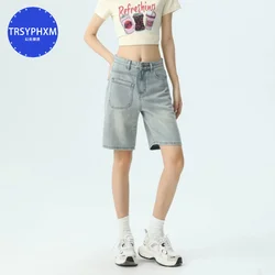 Trsyphxm 2024 Zomer Nieuwe Losse Cowboyshorts Met Hoge Taille Voor Dames, Geschikt Voor Winkelen, Toerisme, Kampeershorts