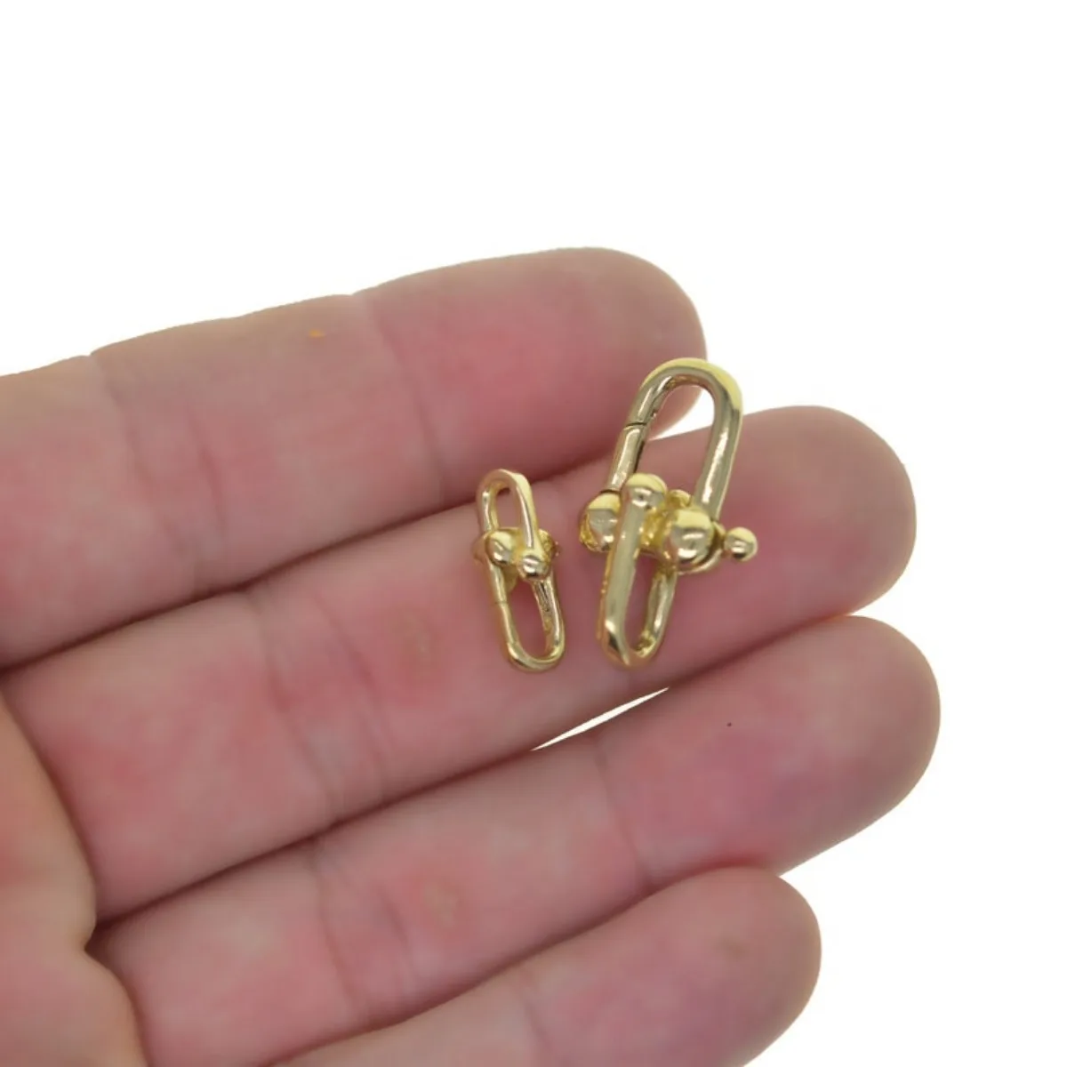 Korea mini small 16mm 24mm Solid raw Brass U shackle hardware lobster snap spring clasp DIY chain necklace bangle