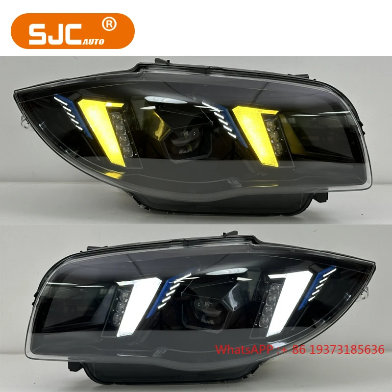 

SJC Auto Snake Eyes для BMW 1 серии E87, желто-белые фары DRL в сборе 2004-2011 120i 125i 128i 130i, светодиодные фары