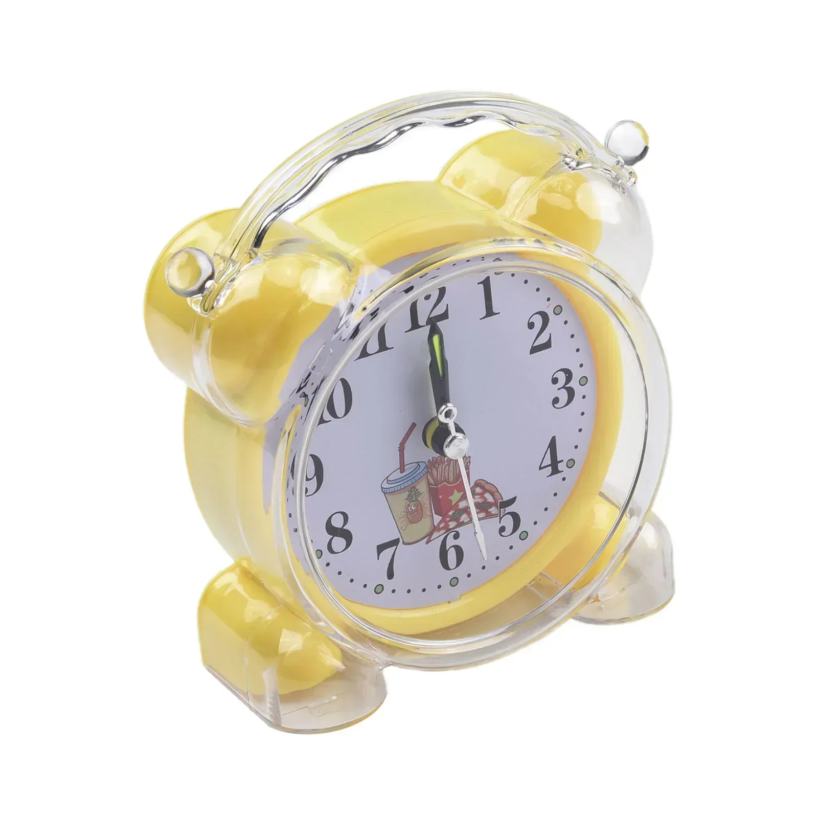 Cute Alarm Clock 11.6x10.2cm Bedside Desk Convenient For Bedroom School Office Home Decor Yellow/Red/Blue/Pink/Orange