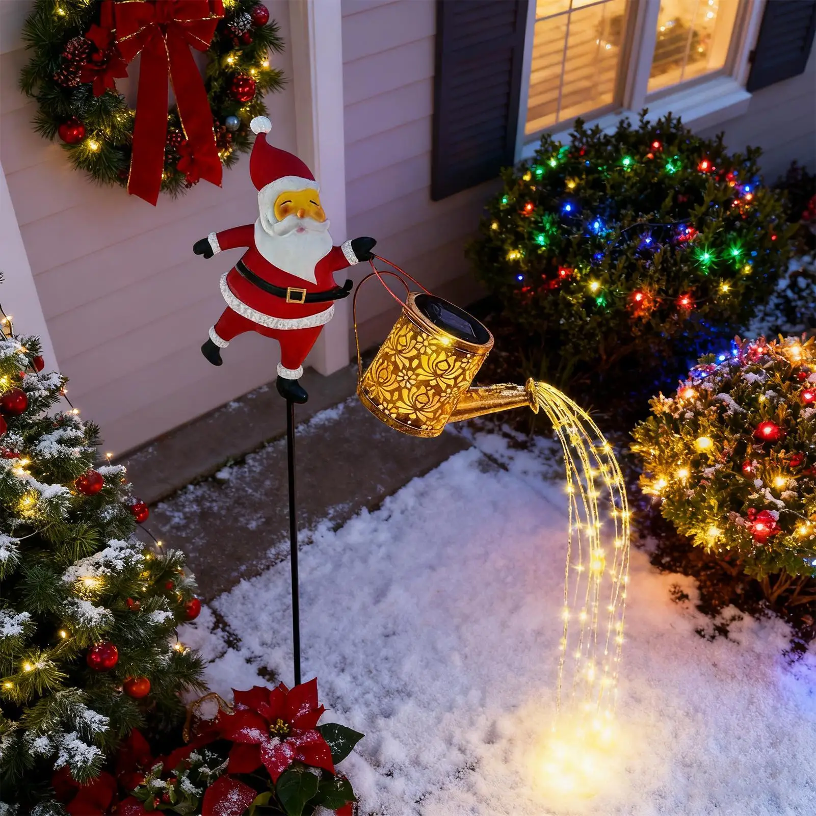 1pcs Christmas Solar Kettle Lights Garden Lawn Decorative Santa Claus Kettle Ground Lamp Solar LED Night Lights Outdoor Decor - view 5