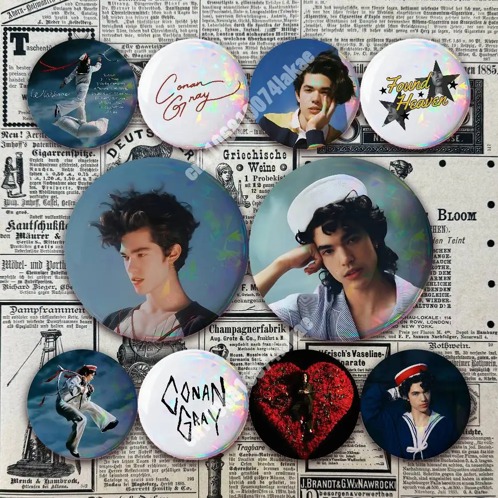 C-Conan Found Heaven G-Gray Wishbone Button Badge 2PC Sets for Bags & Clothes & Accessories Metal Pin Creative Gift