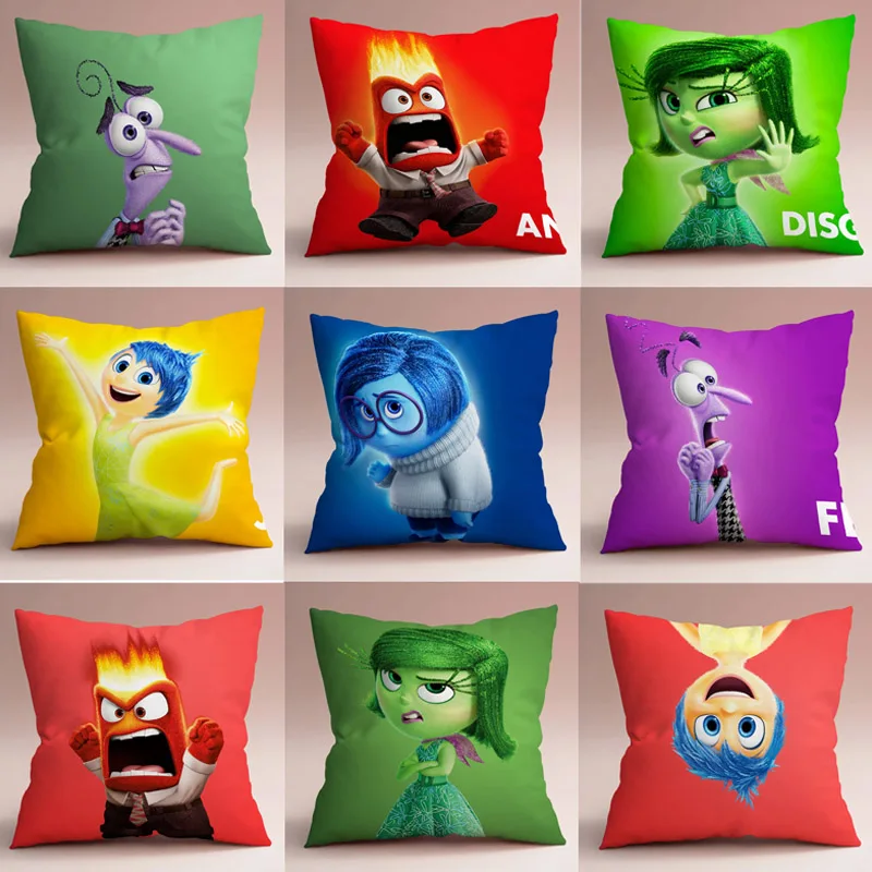 

45X45cm Inside Out 2 Cartoon Pillowcase Cushion Cover Plush Toys Kawaii Pillow Cases Sofa Pillow Car Cushion Resistant To Dirt