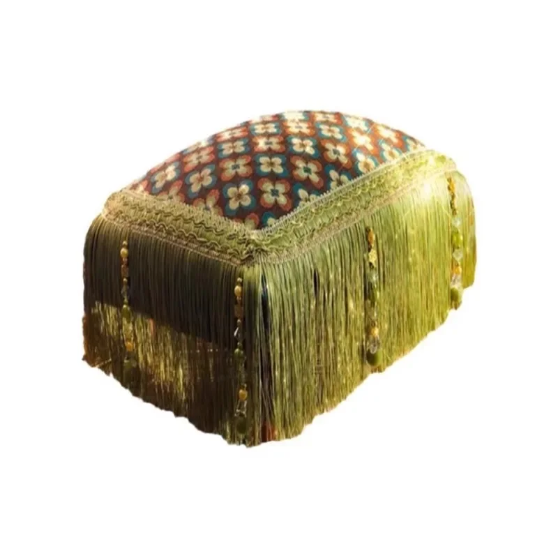 

Retro style dressing stool, shoe changing stool, footstool, pier, fringed decorative creative personality, cute li