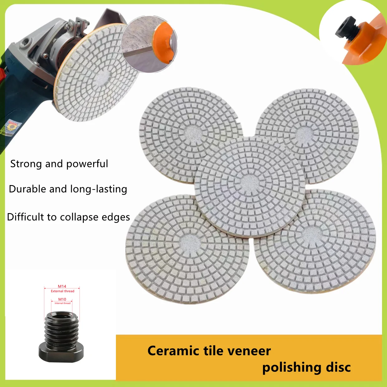 Ceramic Tile Trimming Polishing Disc M14 Angle Grinder Dry Polishing Marble Porcelain Granite Chamfering Grinding Edge 100mm