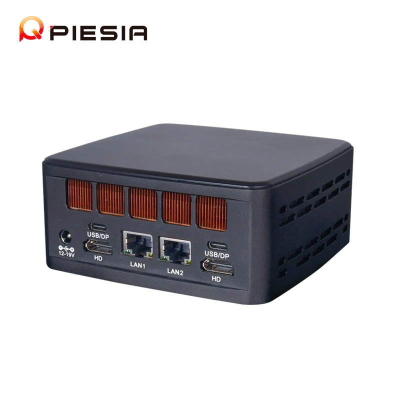 Piesia AI Ultra 7 265H كمبيوتر مكتبي صغير 2 منفذ إيثرنت 4USB 2 * DDR5 16GB + 256GB 2 * HD-MI/Type-C 4K عرض Win11 Gaming Nuc Mini Pc