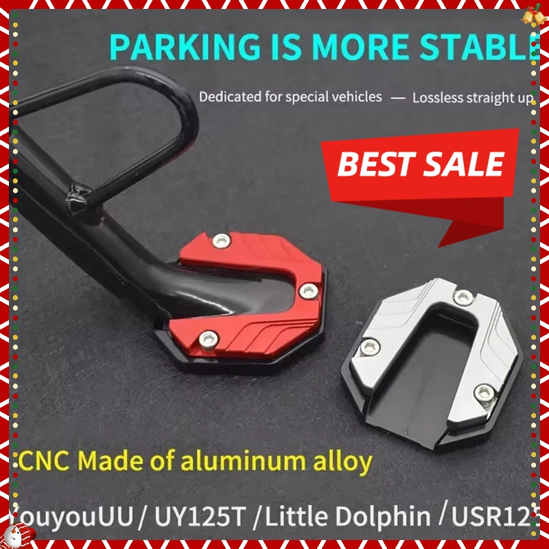 Zijstandaard voor motorfietsverlenging Voetkussen - 100% aluminiumlegering, antislipsteunplaat, eenvoudig te installeren, verbetert de stabiliteit voor