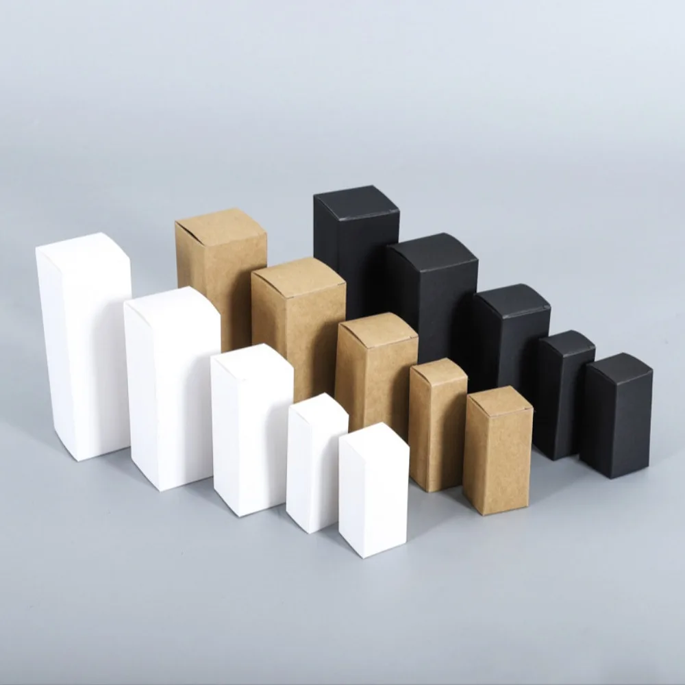 10PCS Kraft Paper Cardboard Box Black/White Small Large Size Lipstick Cosmetic Packing Box DIY Handmade