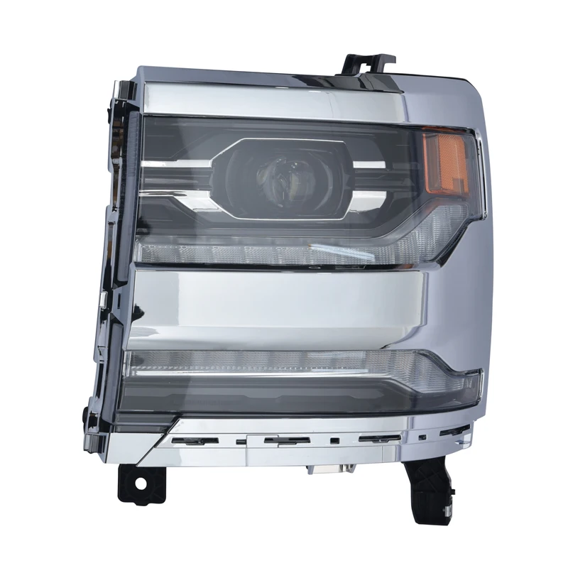 Chrome LED Lens With LED DRL And LED Turn Signal Headlight For Chevrolet Silverado 2016 2017 2018