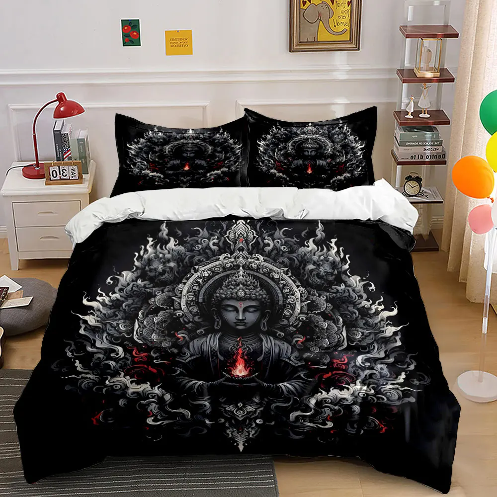 Mysterious figure with fiery decoration Bedding Set for Kids Luxury Gift 3pcs Digital Print Comforter Set Soft Comfortable