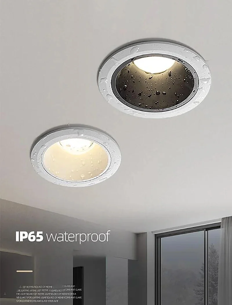 

IP65 Outdoor waterproof Spot light Recessed LED Downlight bathroom rest room wet area kitchen design balcony Black Spotlight