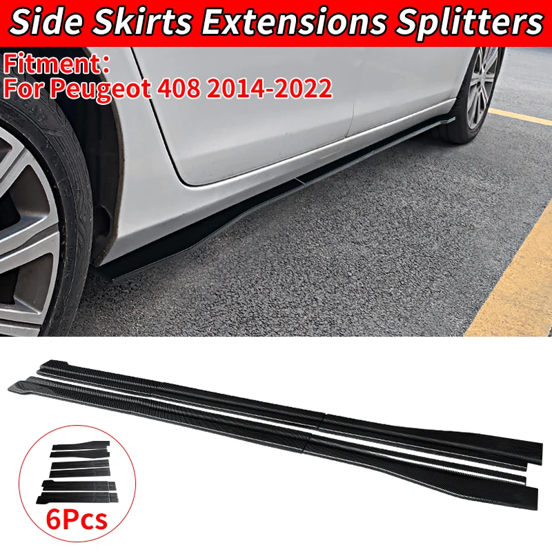 

For Peugeot 408 2014-2022 Side Skirt Extension Splitters Apron Splitter Winglet Body Kit Car Scratch Protector Accessories