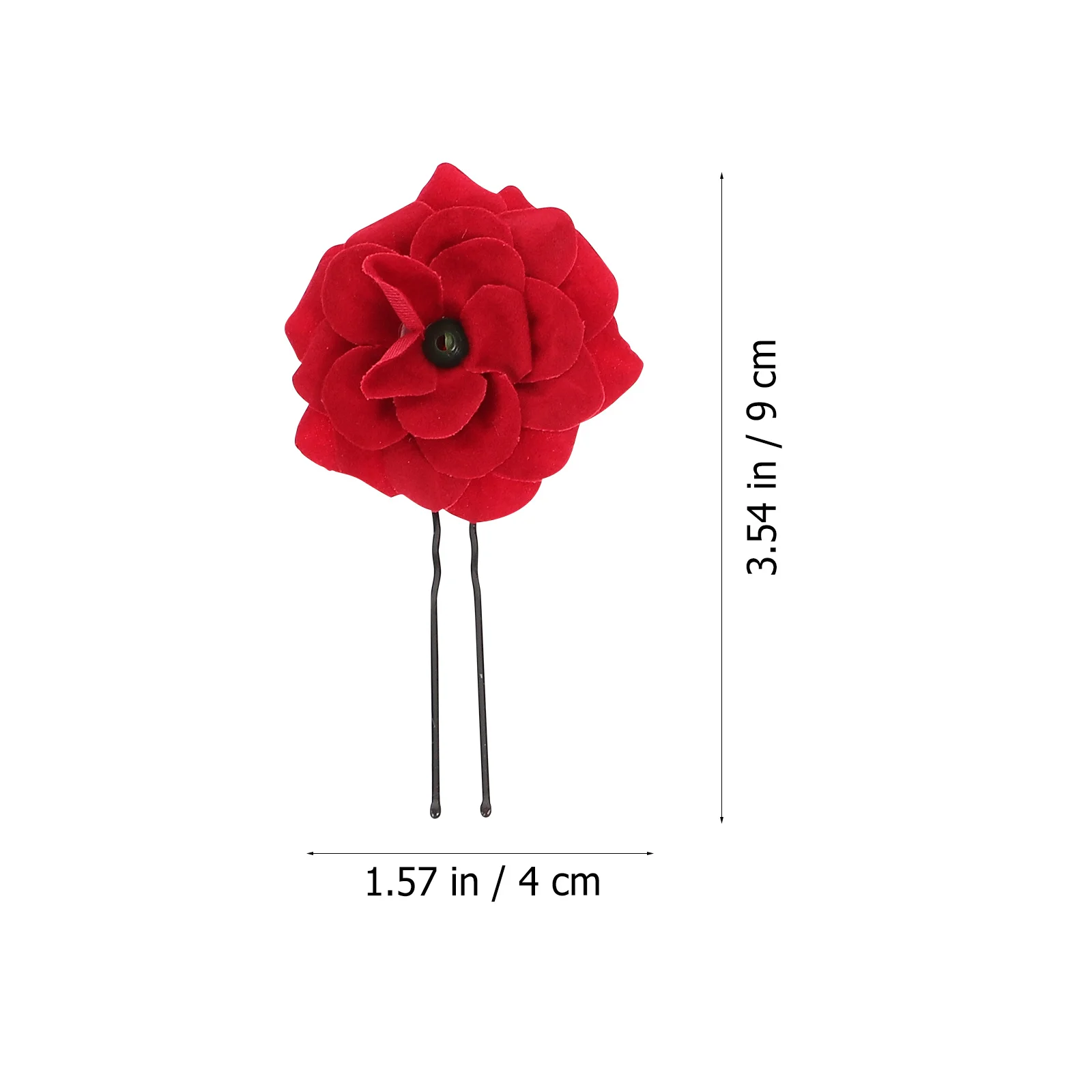 

6Pcs Hair Sticks Red Flower Bridal Accessories U-Shaped Updo Wedding Party Decorative Hairpin Women Hairpin