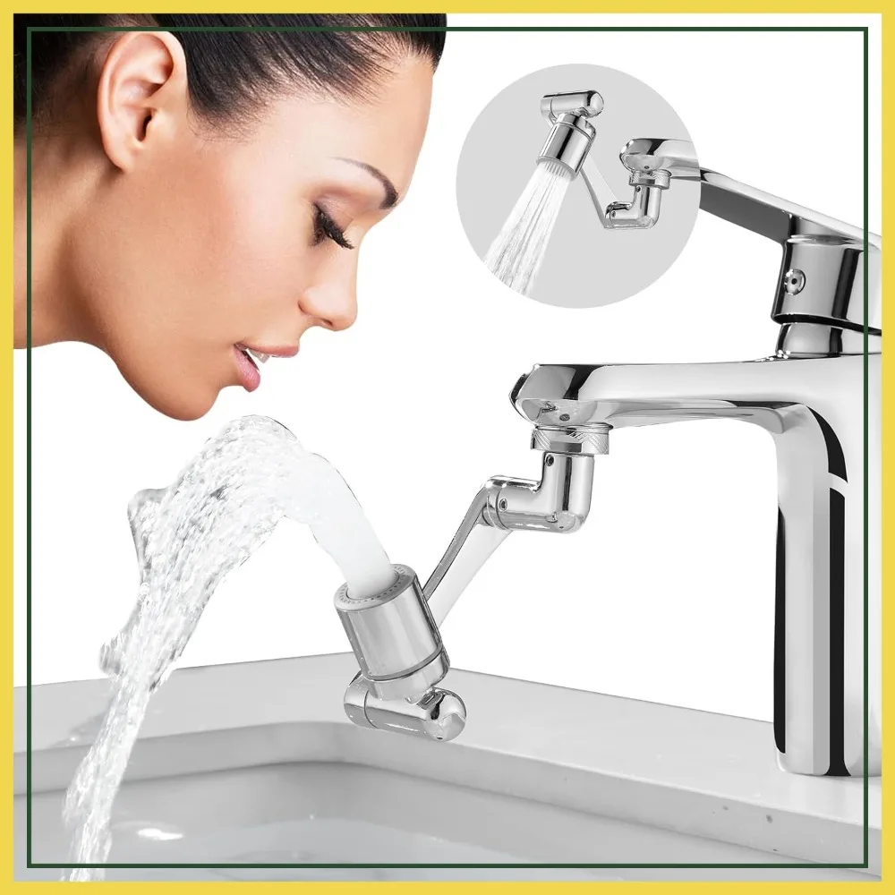 

1080° Swivel Faucet Extender - 2-Mode Sink Aerator, Kitchen Bathroom Water Tap Extension, 360 Rotate Spray Attachment, Multifunctional Universal Robotic Arm
