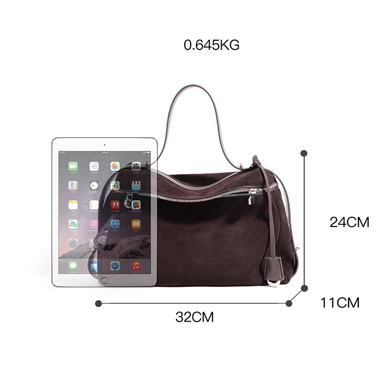 Premium Handbag 2026 Fall Winter Suede Leather Boston Bag Shoulder Crossbody Bag Women Minimalist Commuting Trendy Versatile Bag