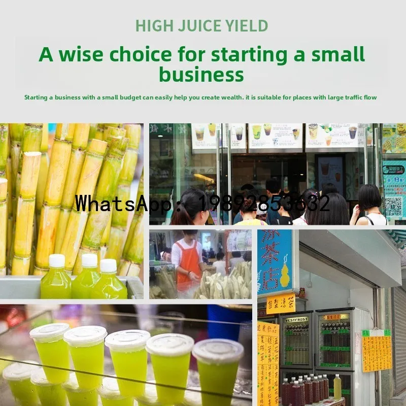 JX  Fully Automatic Vertical Sugar Cane Juicer Commercial Street Vendor Fruit and Vegetable Juicer Sugar Cane Juicing Equipment