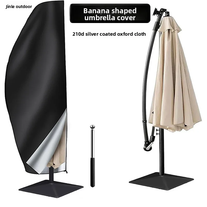 210D Silver Coated Oxford Cloth Rainproof Banana Umbrella Cover, Outdoor Patio Courtyard Umbrella Cover