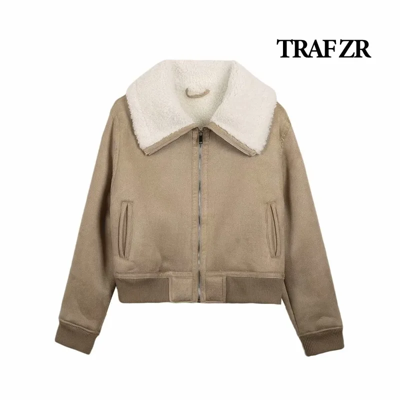 TRAF ZR Padded Coat Khaki Lady Jackets Ladies Fashion Cropped Coat Warm Woman Winter Coats Elegant and Pretty Women's Coats