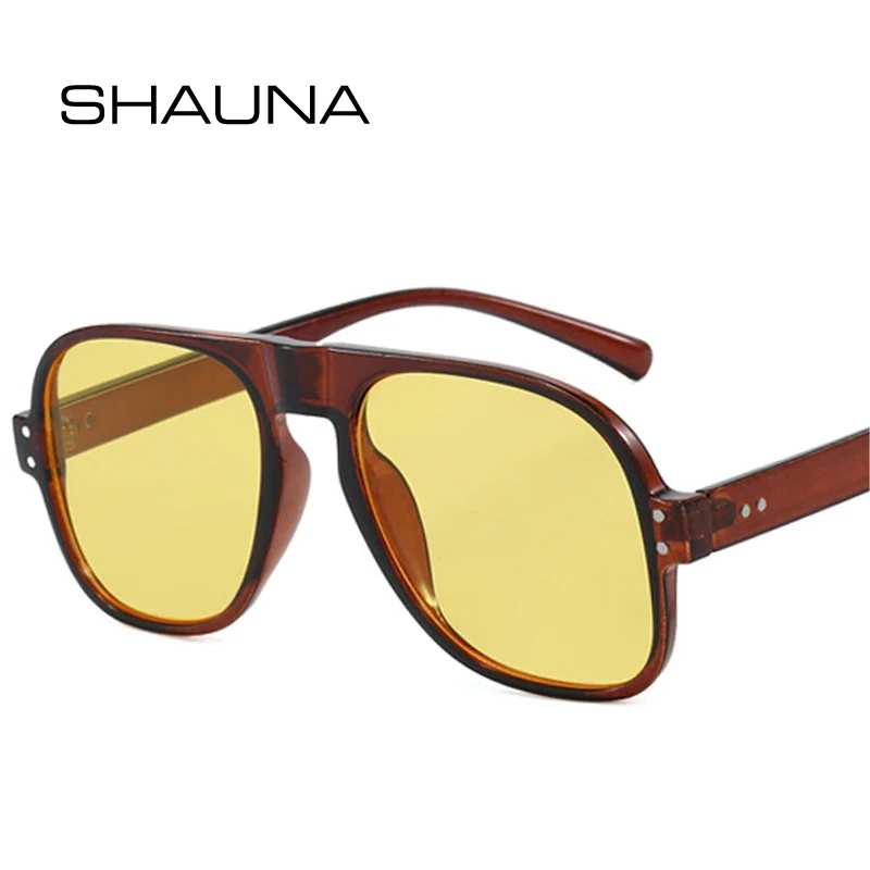SHAUNA Fashion Pilot męskie okulary przeciwsłoneczne Retro cukierkowe odcienie kolorów UV400 damskie modne nity okulary przeciwsłoneczne