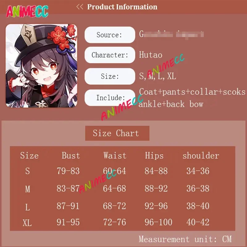 Hu Tao Ganshin Impact Cosplay Costume Wig Rings Hat Anime Game HuTao Cos Outfit Halloween Party Costume for Women Men