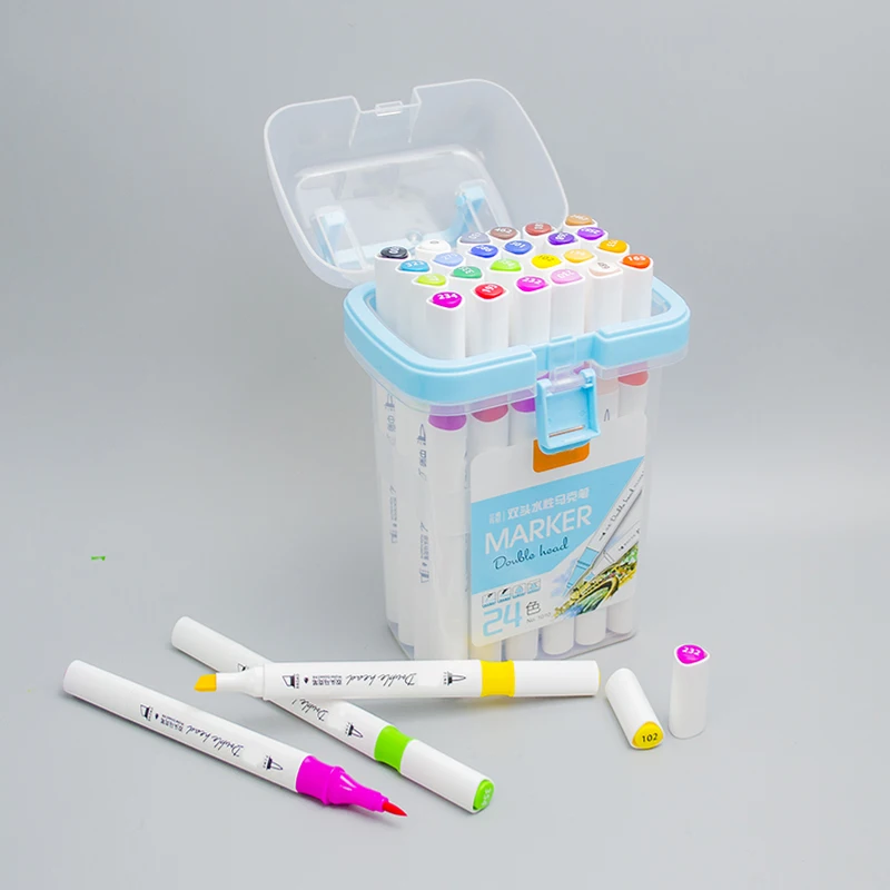 Фломастеры с двумя наконечниками, 12/24 цвета