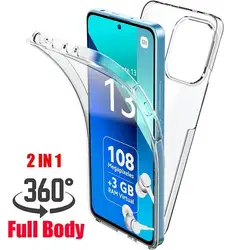 360 Siliconen Doorzichtige Full Body Case Voor Xiaomi Redmi Note 13 12 11 10 9 8 Redmi 9c 9a 9 10 10c 12c 13c 4G Pc + Tpu Beschermhoes