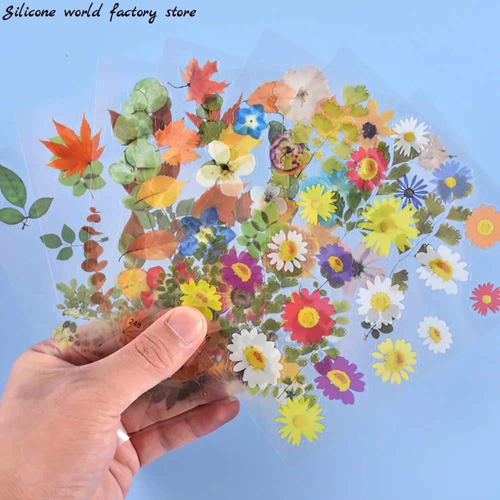 Silicone world Flowers Stickers Epoxy Resin Filling DIY Resin Silicone Mold Decoration UV Epoxy Filler Flowers Daisy Maple Leaf