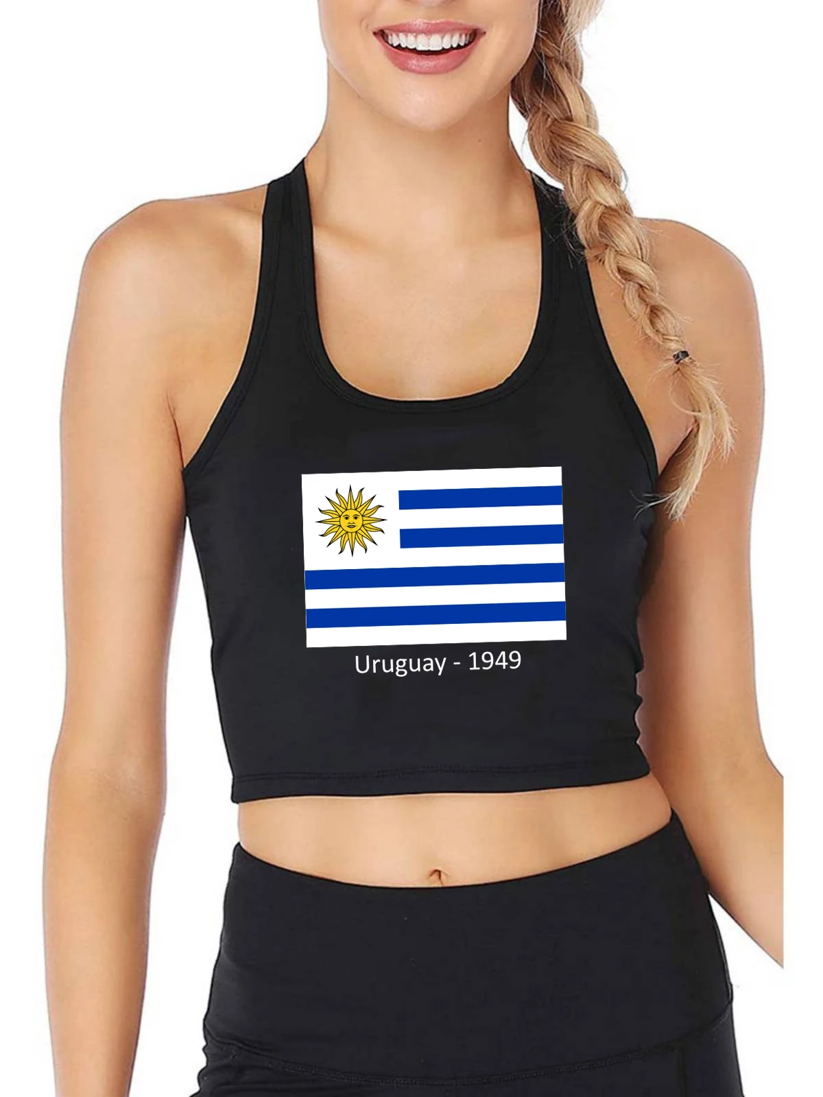 

Flag Of Uruguay Graphics Sexy Slim Fit Crop Top Women's Retro Patriotic Memorial Style Design Tank Tops Sports Fitness Camisole