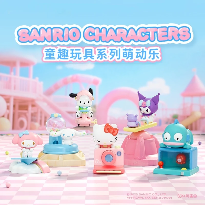 

Sanrio Hellokitty Clockwork Toy Blind Box Kuromi Cinnamorol Pochacco Hangyodun Trend Toy Desktop Ornament Children Birthday Gift