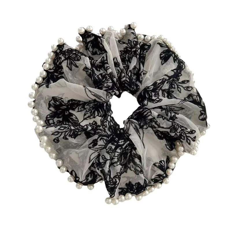 39bb Hair vintage Scrunchy Girl Pearls Coiffe coiffure féminine