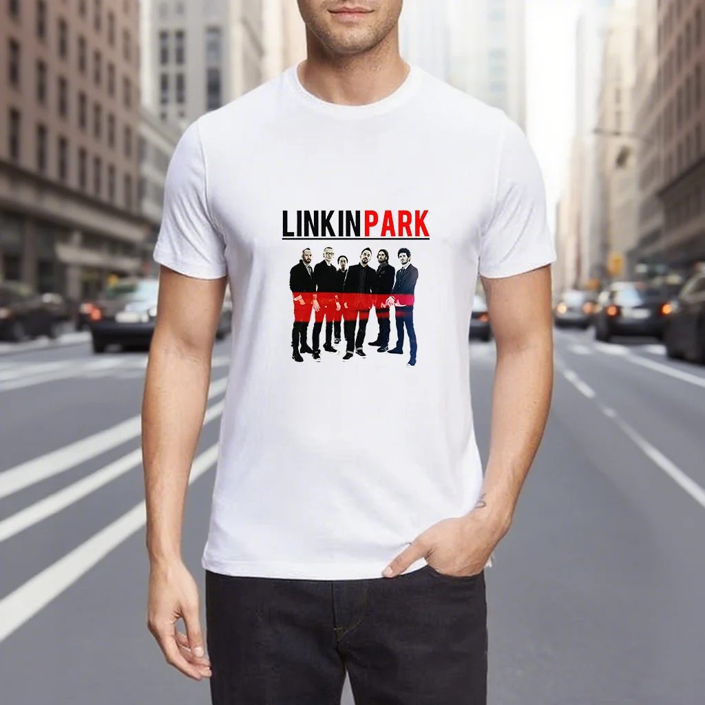 

Man Clothes 100% Cotton Camisetas Graphic T-Shirts L-Linkin Park Print Summer Tops Y2k Ropa Hombre Streetwear Short Sleeve Tees