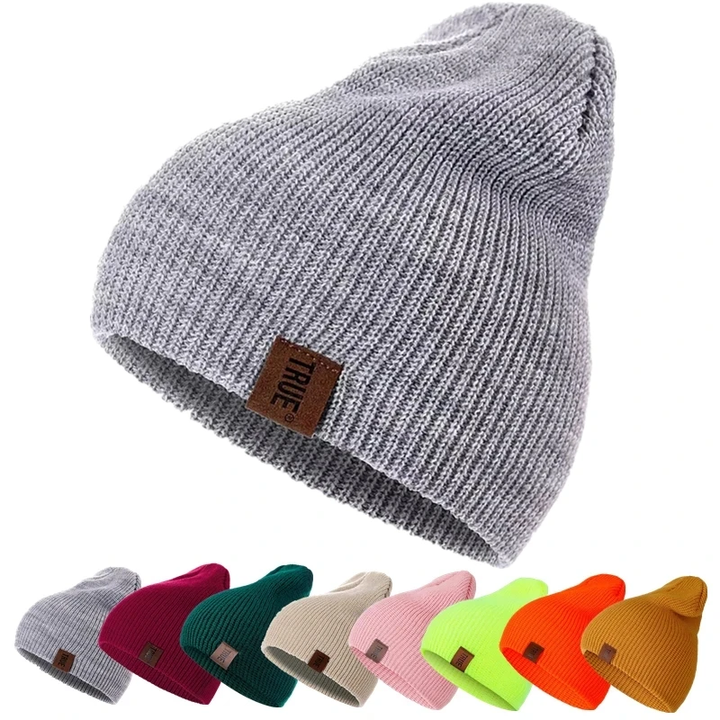 

Лидер продаж, повседневная шапка-бини унисекс, уличная вязаная шапка, модная однотонная повседневная зимняя шапка для мужчин и женщин