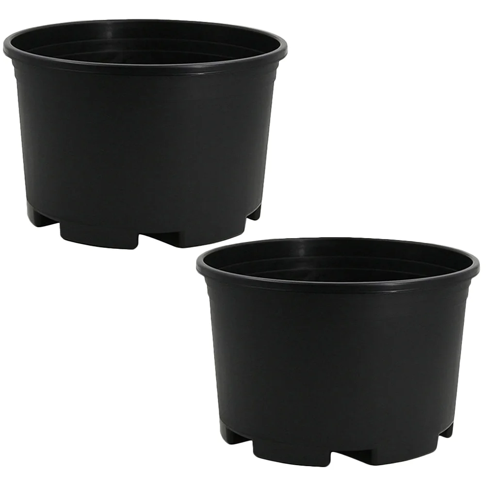 

2 Pcs De Indoor Planter House Plants Flower Nursery Pot Planters Orchid Basil Black Plastic Pots