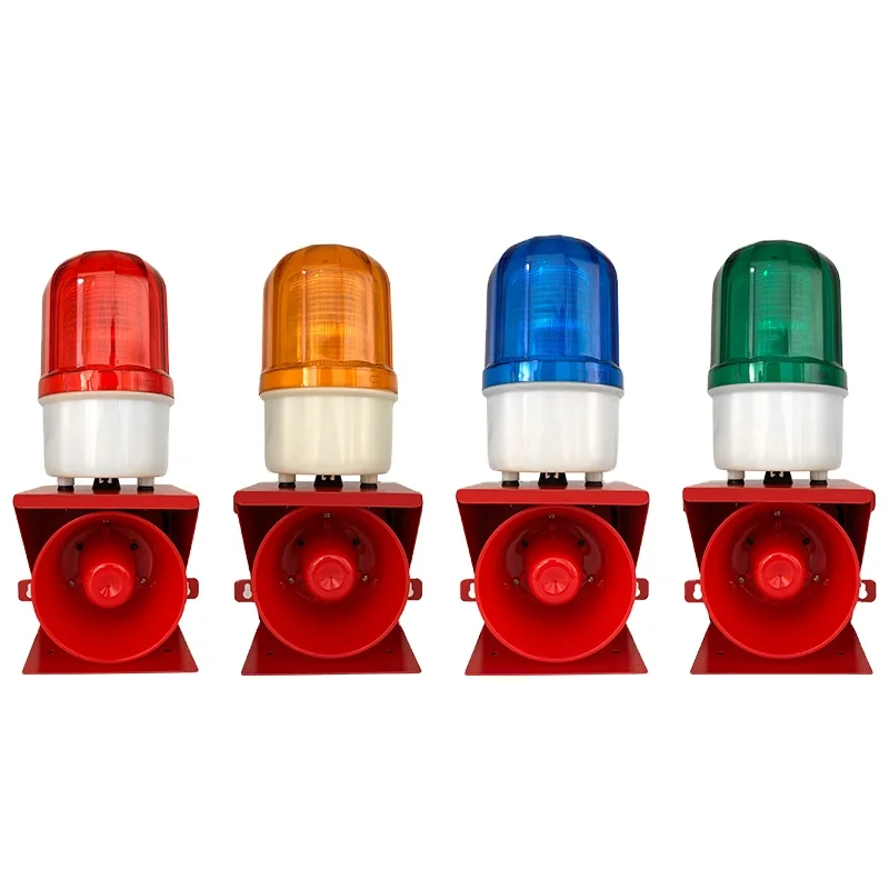 

12V 24V 220V Industrial Horn Siren Emergency Sound and Light Alarm Red LED Flashing Strobe Warning Light with Remote Control