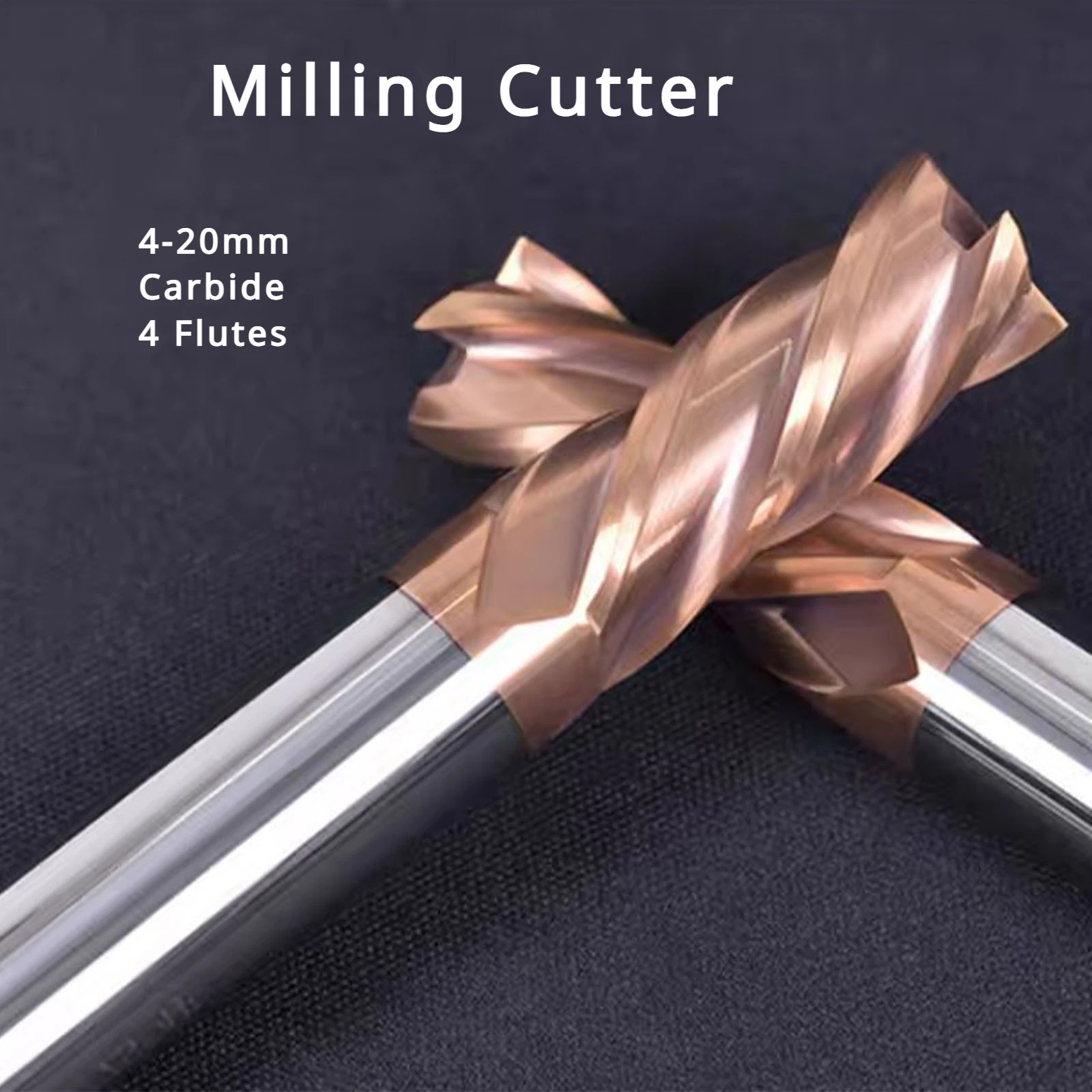 HRC55° 4-20mm Carbide End Milling Cutter 4 Flutes lengthen 4/5/6/8/10/12/14/16/18/20mm Coated Metal Aluminum Steel Titanium Tool