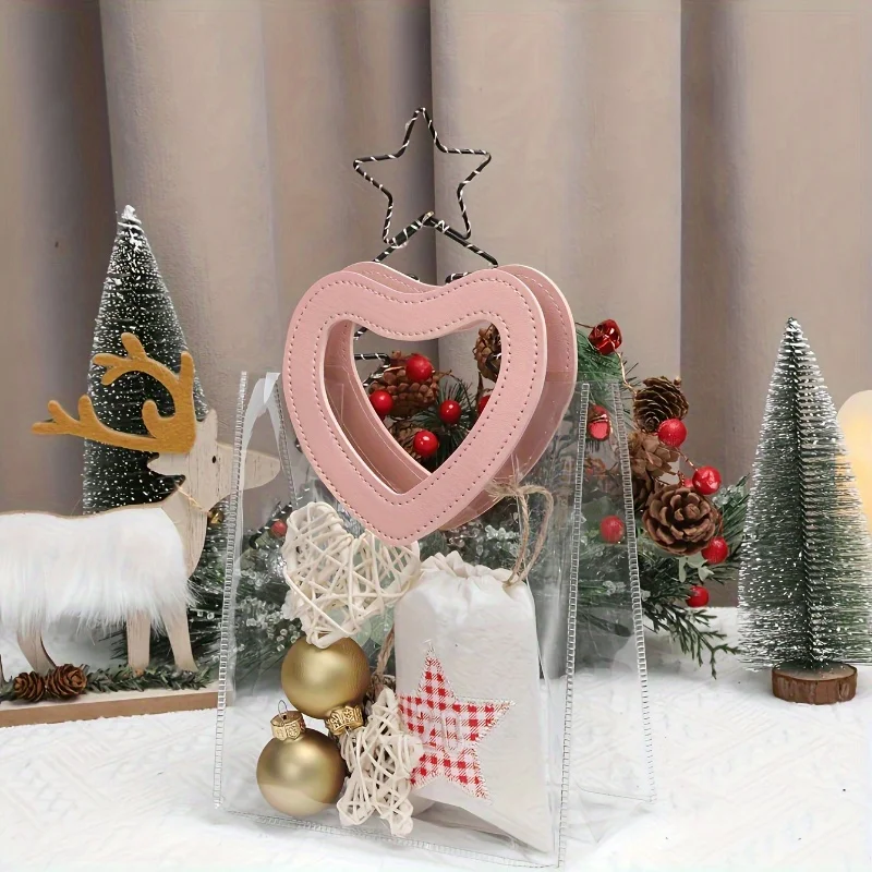 2/4 Stück Romantische transparente PVC-Herz-Geschenktüten für Hochzeit, Brautparty, Geburtstag und Feiern
