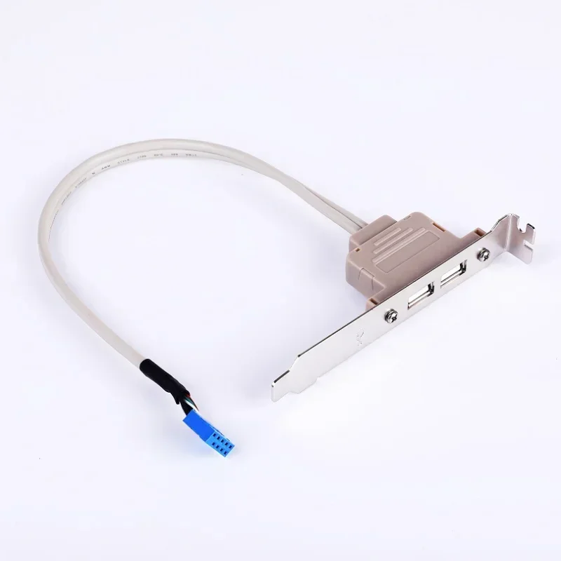 Newest High Qulity Double Port USB Rear Motherboard Extension Cord Desktop PC Case PCI USB 2.0 Baffle Wire 1pc