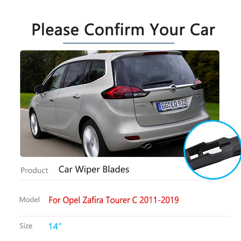 For Opel Zafira Tourer C 2011 2012 2013 2014 2015 2016 2017 2018 2019 Car Back Rear Wiper Blades Tailgate Window 14